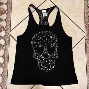 PINK Victoria's Secret Black Skull Tank Top